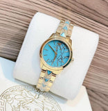 Michael Kors Petite Runway Mercer Blue Dial Gold Steel Strap Watch For Women - MK6673 Buy Now By Michael Kors