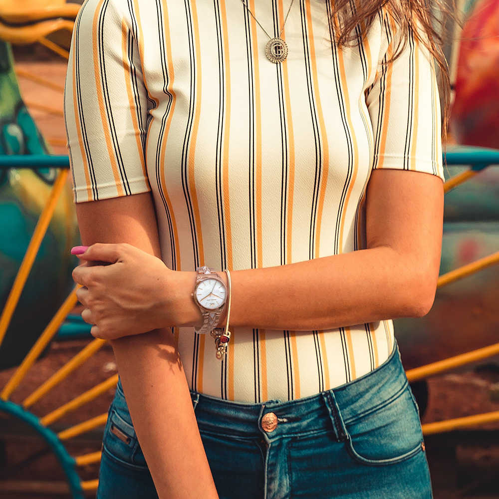 Michael Kors Runway Mercer Mother of Pearl White Dial Two Tone Steel Strap Watch For Women - MK6674 Buy Now By Michael Kors