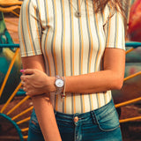 Michael Kors Runway Mercer Mother of Pearl White Dial Two Tone Steel Strap Watch For Women - MK6674 Buy Now By Michael Kors