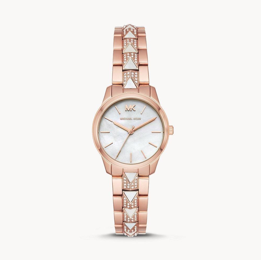 Michael Kors Runway Mercer Mother of Pearl White Dial Two Tone Steel Strap Watch For Women - MK6674 Buy Now By Michael Kors