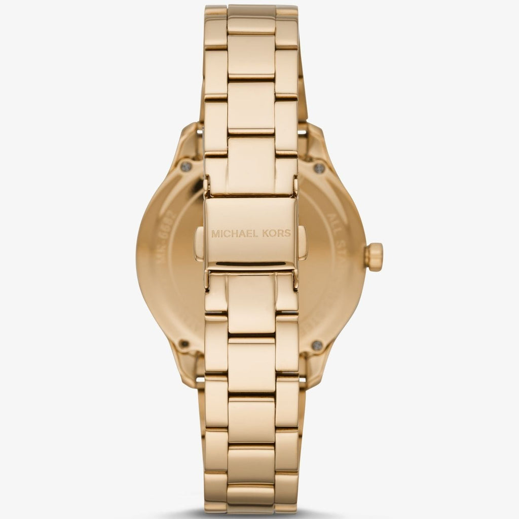 Michael Kors Runway Quartz Black Dial Gold Steel Strap Watch For Women - MK6682 Buy Now By Michael Kors