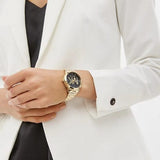 Michael Kors Runway Quartz Black Dial Gold Steel Strap Watch For Women - MK6682 Buy Now By Michael Kors