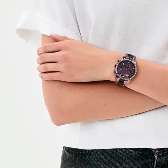 Michael Kors Ritz Chronograph Purple Dial Purple Steel Strap Watch For Women - MK6720 Buy Now By Michael Kors