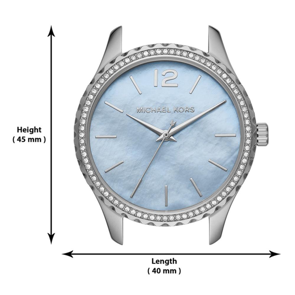 Michael Kors Layton Chronograph Mother of Pearl Blue Dial Silver Steel Strap Watch For Women - MK6847 Buy Now By Michael Kors