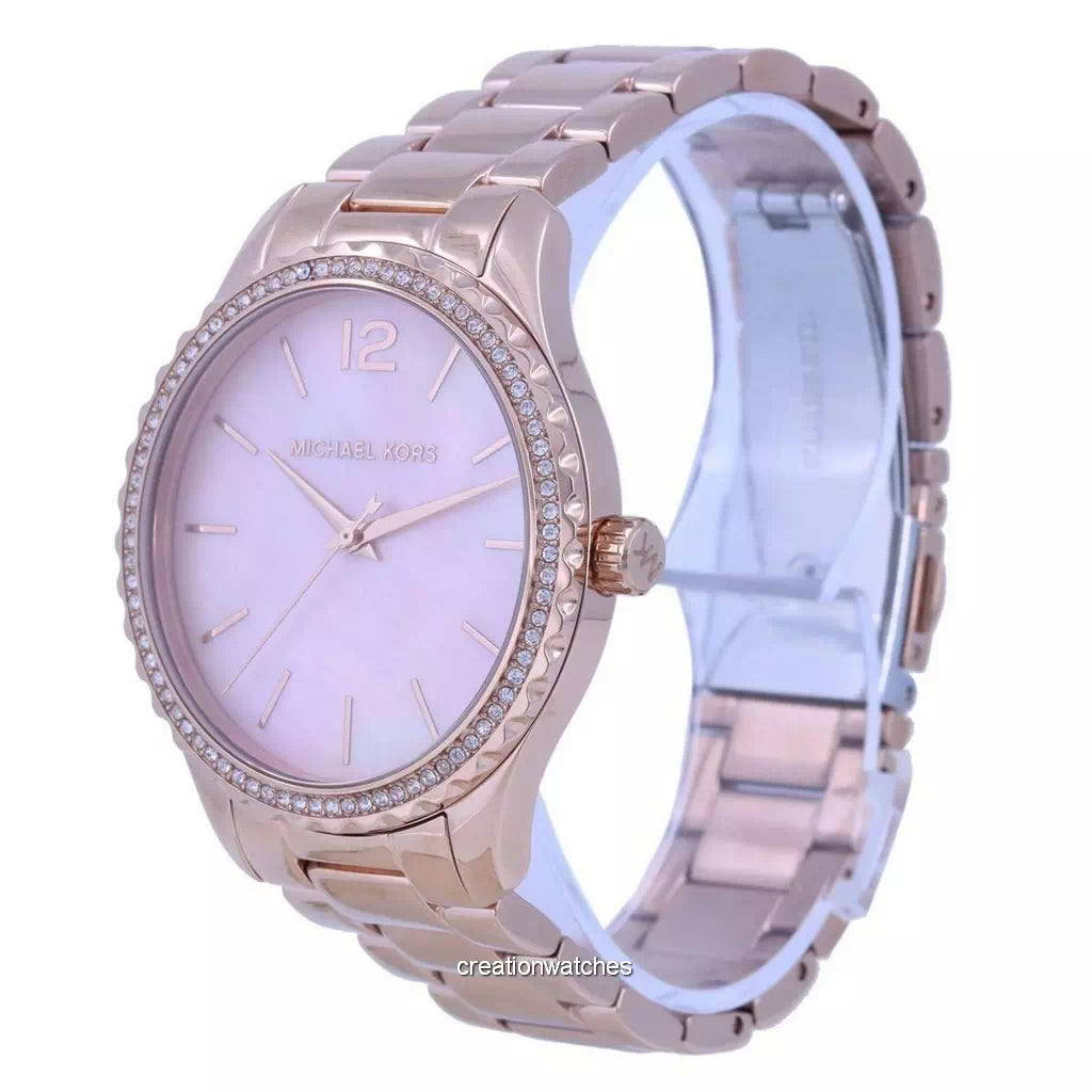 Michael Kors Layton Three Hand Pink Dial Rose Gold Steel Strap Watch For Women - MK6848 Buy Now By Michael Kors