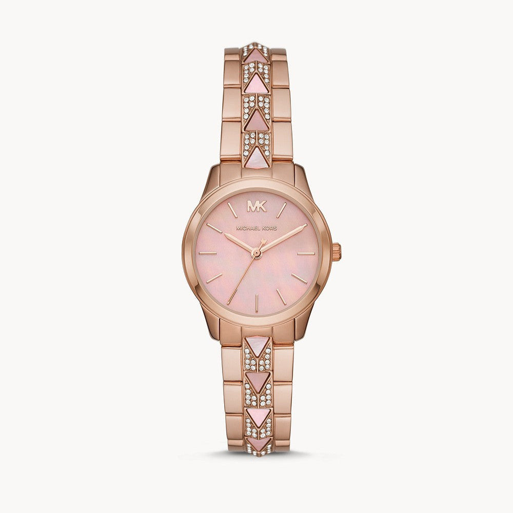 Michael Kors Runway Mother of Pearl Dial Rose Gold Steel Strap Watch For Women - MK6856 Buy Now By Michael Kors