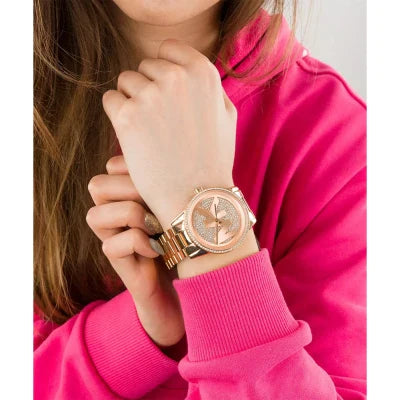 Michael Kors Ritz Analog Crystals Silver Dial Rose Gold Steel Strap Watch for Women - MK6863 Buy Now By Michael Kors