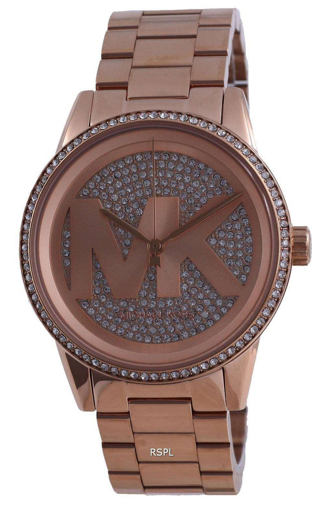 Michael Kors Ritz Analog Crystals Silver Dial Rose Gold Steel Strap Watch for Women - MK6863 Buy Now By Michael Kors