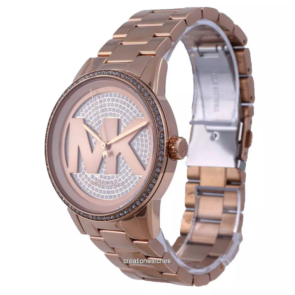 Michael Kors Ritz Analog Crystals Silver Dial Rose Gold Steel Strap Watch for Women - MK6863 Buy Now By Michael Kors