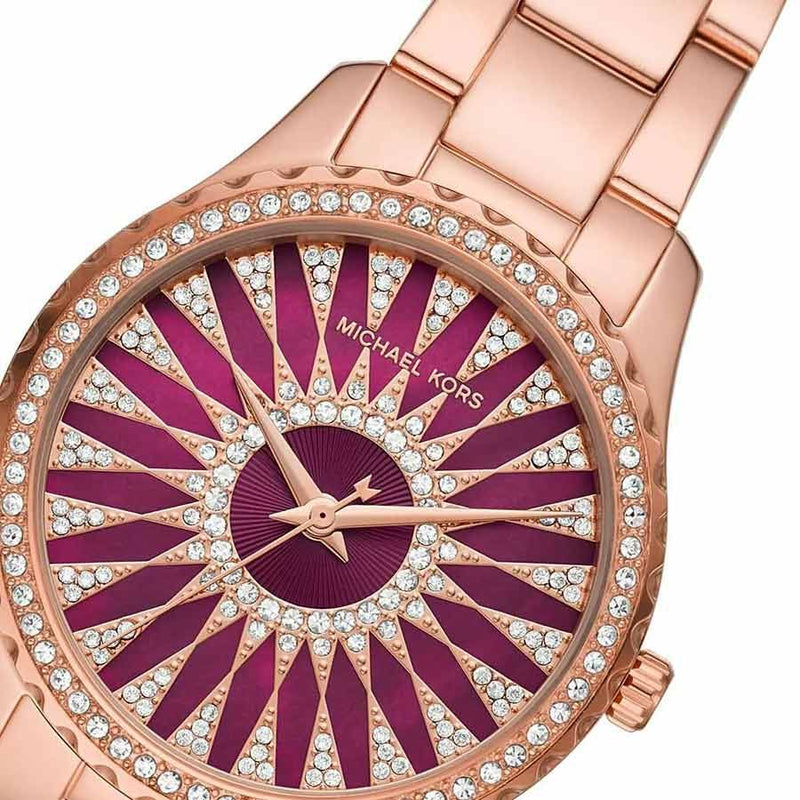 Michael Kors Layton Three Hand Red Dial Rose Gold Steel Strap Watch For Women - MK6893 Buy Now By Michael Kors