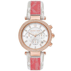 Michael Kors Parker Chronograph White Dial Two Tone Leather Strap Watch For Women - MK6951 Buy Now By Michael Kors
