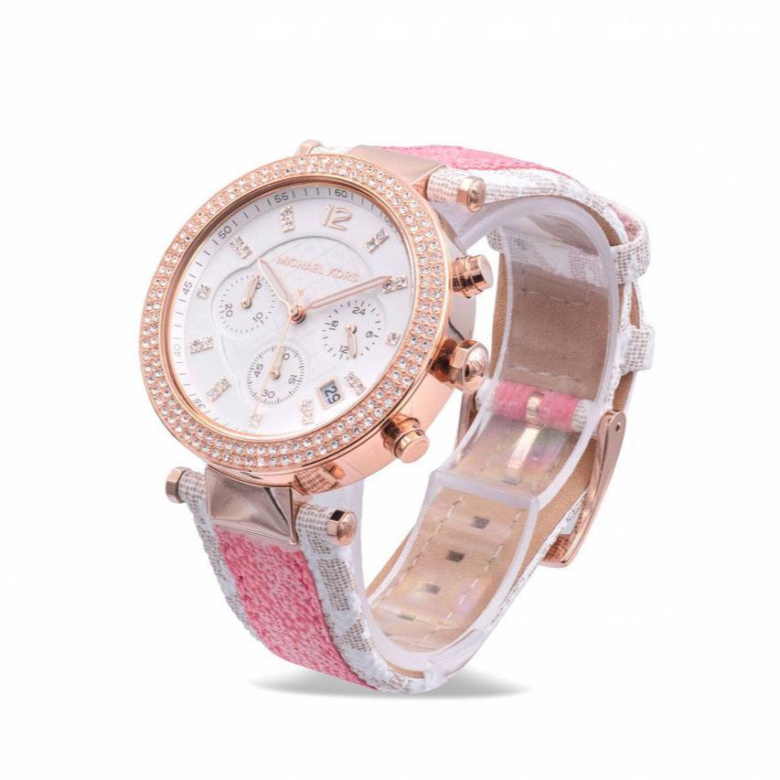 Michael Kors Parker Chronograph White Dial Two Tone Leather Strap Watch For Women - MK6951 Buy Now By Michael Kors