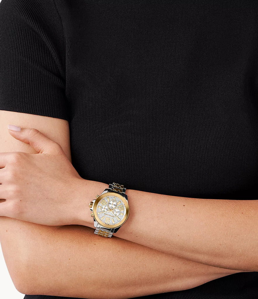 Michael Kors Wren Chronograph Crystals Silver Two Tone Steel Strap Watch for Women - MK6953 Buy Now By Michael Kors