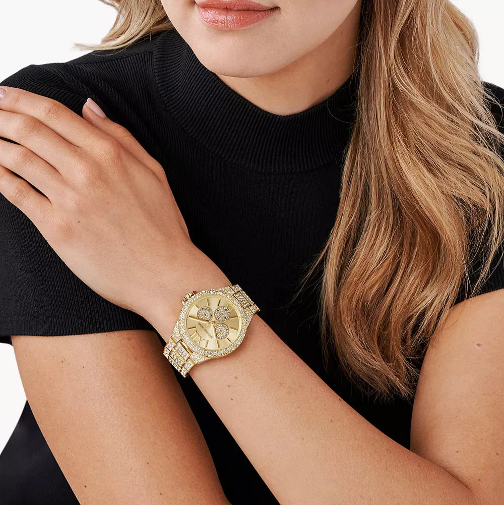 Michael Kors Camille Pavé Crystals Gold Dial Gold Steel Strap Watch for Women - MK6958 Buy Now By Michael Kors