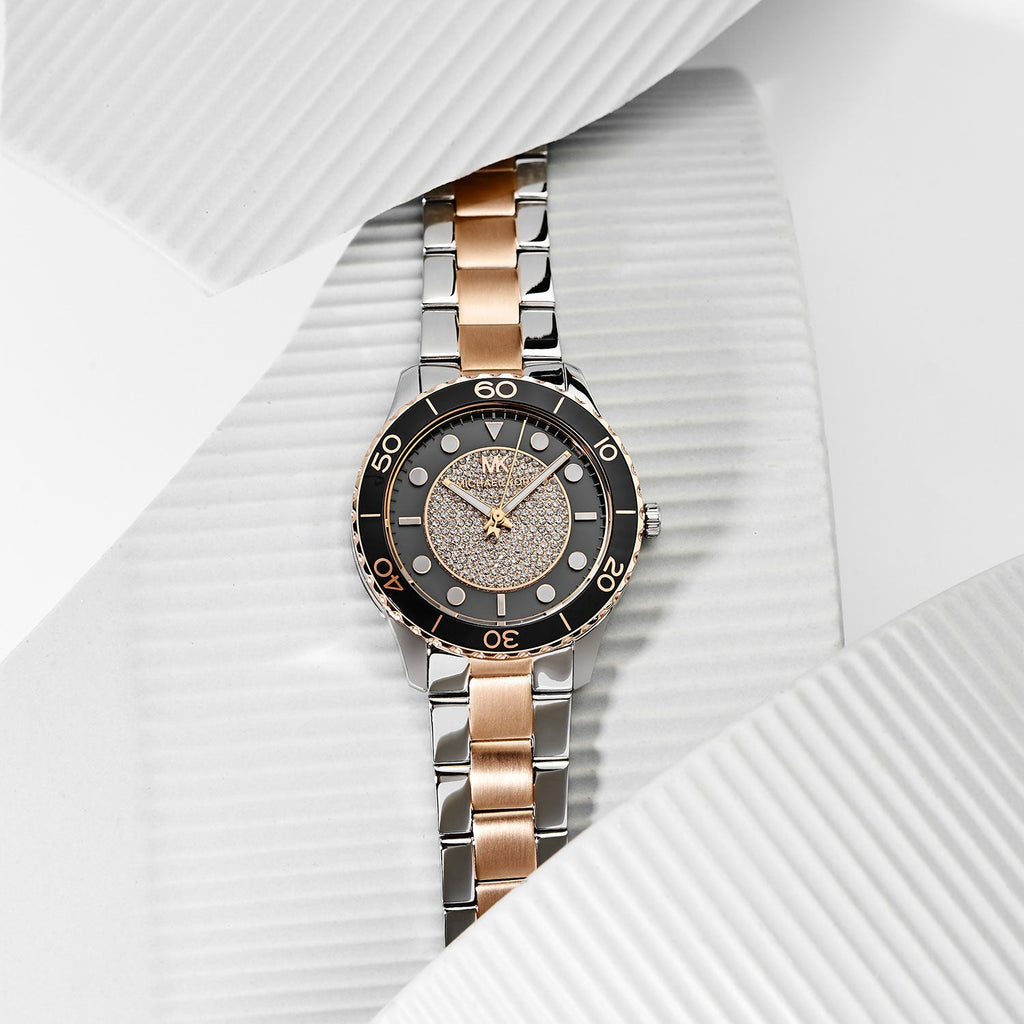 Michael Kors Runway Quartz Black Dial Two Tone Steel Strap Watch For Women - MK6960 Buy Now By Michael Kors