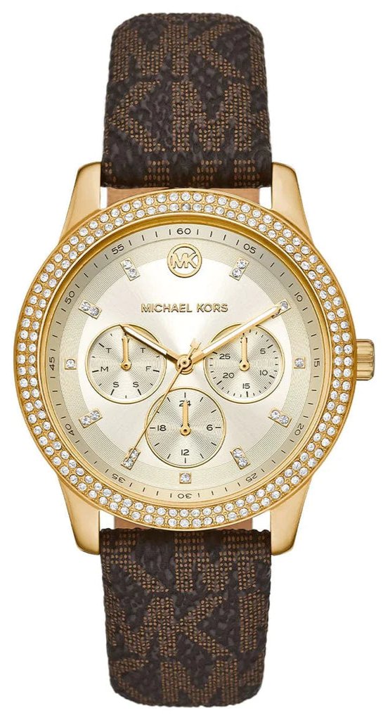 Michael Kors Tibby Multifunction Gold Dial Brown Leather Strap Watch For Women - MK6966 Buy Now By Michael Kors