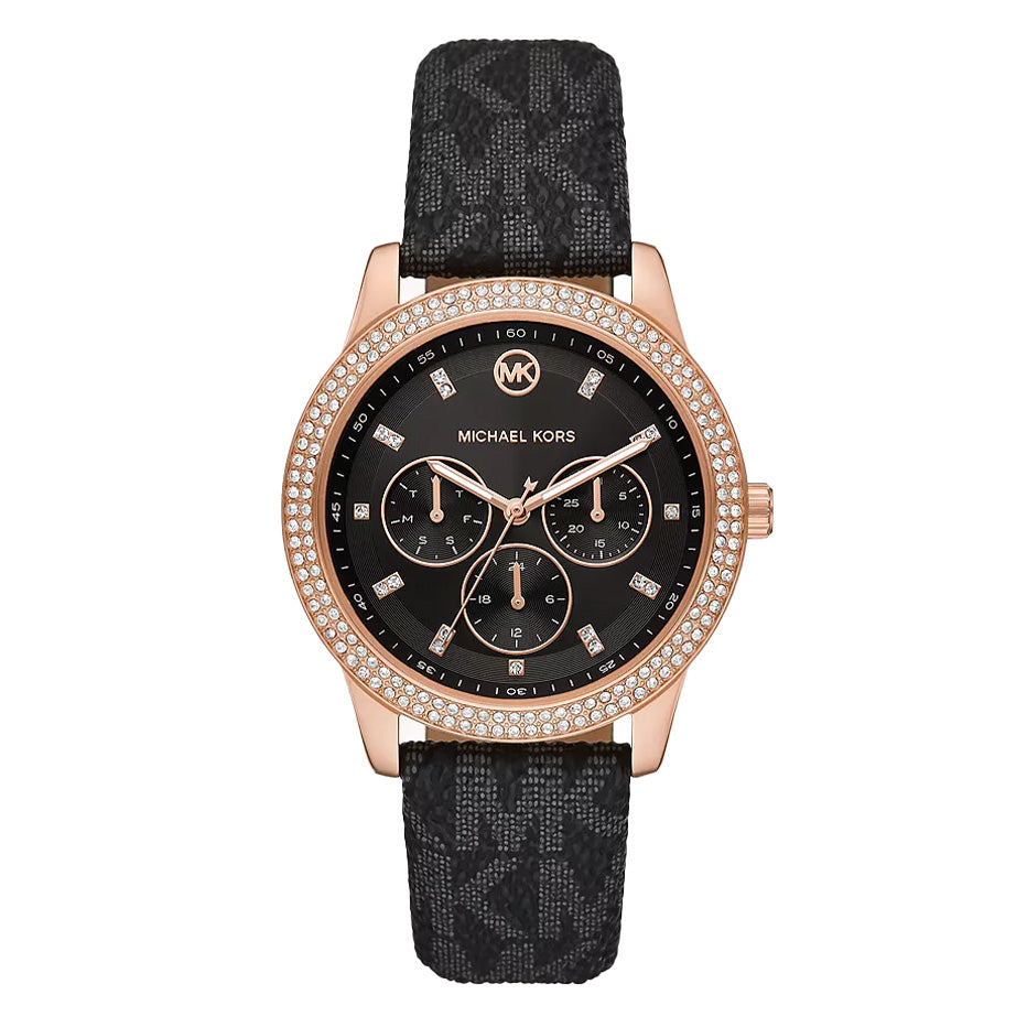 Michael Kors Tibby Multifunction Black Dial Black Leather Strap Watch For Women - MK6968 Buy Now By Michael Kors