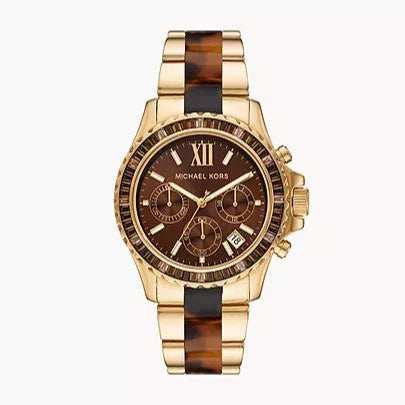 Michael Kors Everest Chronograph Brown Dial Two Tone Steel Strap Watch For Women - MK6973 Buy Now By Michael Kors