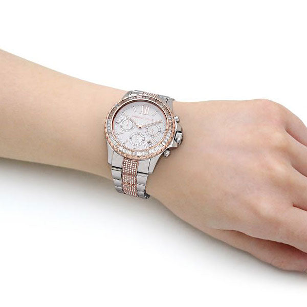 Michael Kors Everest Chronograph Silver Dial Two Tone Steel Strap Watch For Women - MK6975 Buy Now By Michael Kors