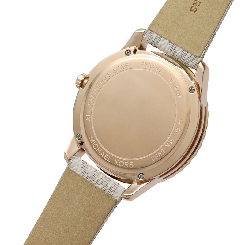 Michael Kors Runway Quartz Rose Gold Dial White Leather Strap Watch For Women - MK6980 Buy Now By Michael Kors