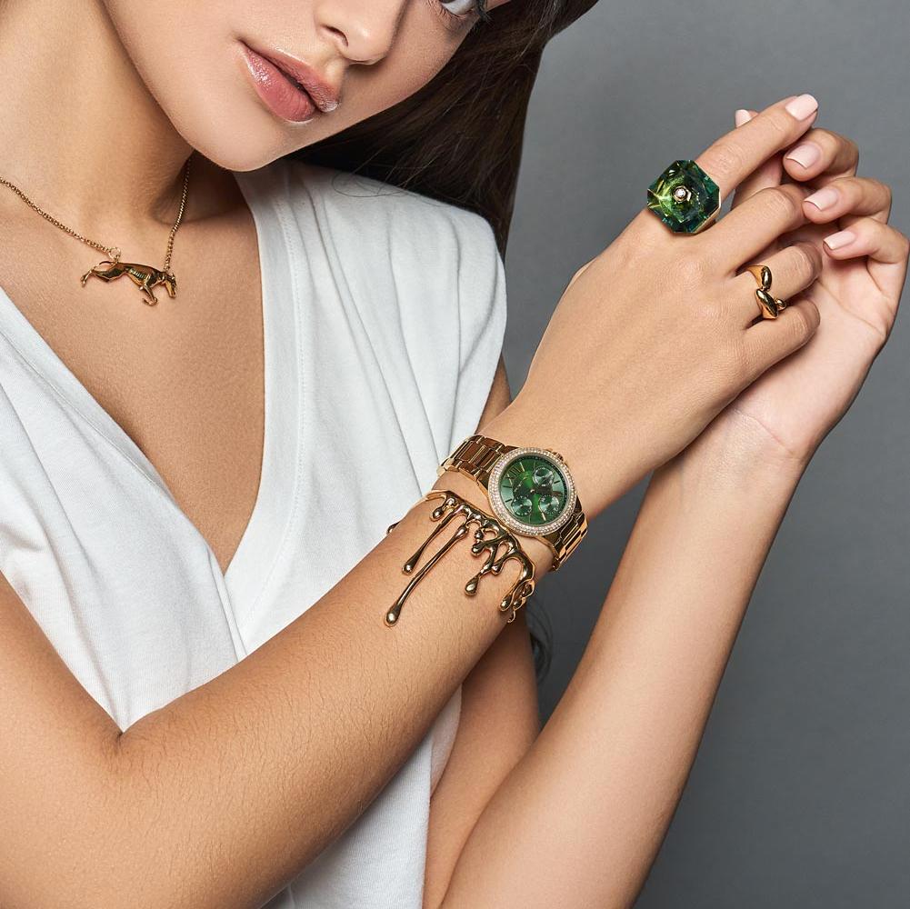 Michael Kors Camille Multifunction Green Dial Gold Steel Strap Watch For Women - MK6981 Buy Now By Michael Kors