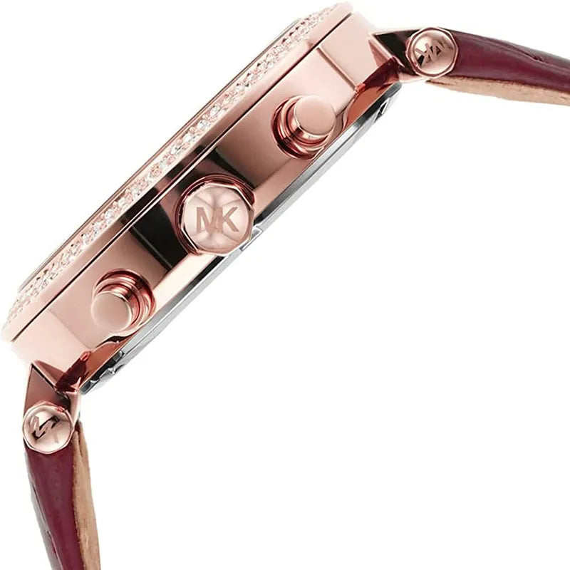 Michael Kors Parker Chronograph Red Dial Red Leather Strap Watch For Women - MK6986 Buy Now By Michael Kors