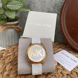 Michael Kors Janelle Three Hand Silver Dial White Rubber Strap Watch For Women - MK7141 Buy Now By Michael Kors