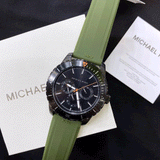 Michael Kors Cunningham Chronograph Black Dial Green Rubber Strap Watch For Men - MK7165 Buy Now By Michael Kors