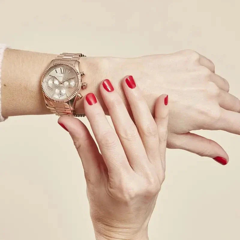 Michael Kors Lexington Chronograph Grey Dial Rose Gold Steel Strap Watch For Women - MK7217 Buy Now By Michael Kors