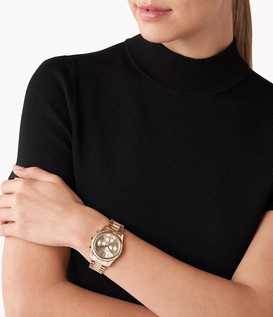 Michael Kors Lexington Chronograph Grey Dial Rose Gold Steel Strap Watch For Women - MK7217 Buy Now By Michael Kors