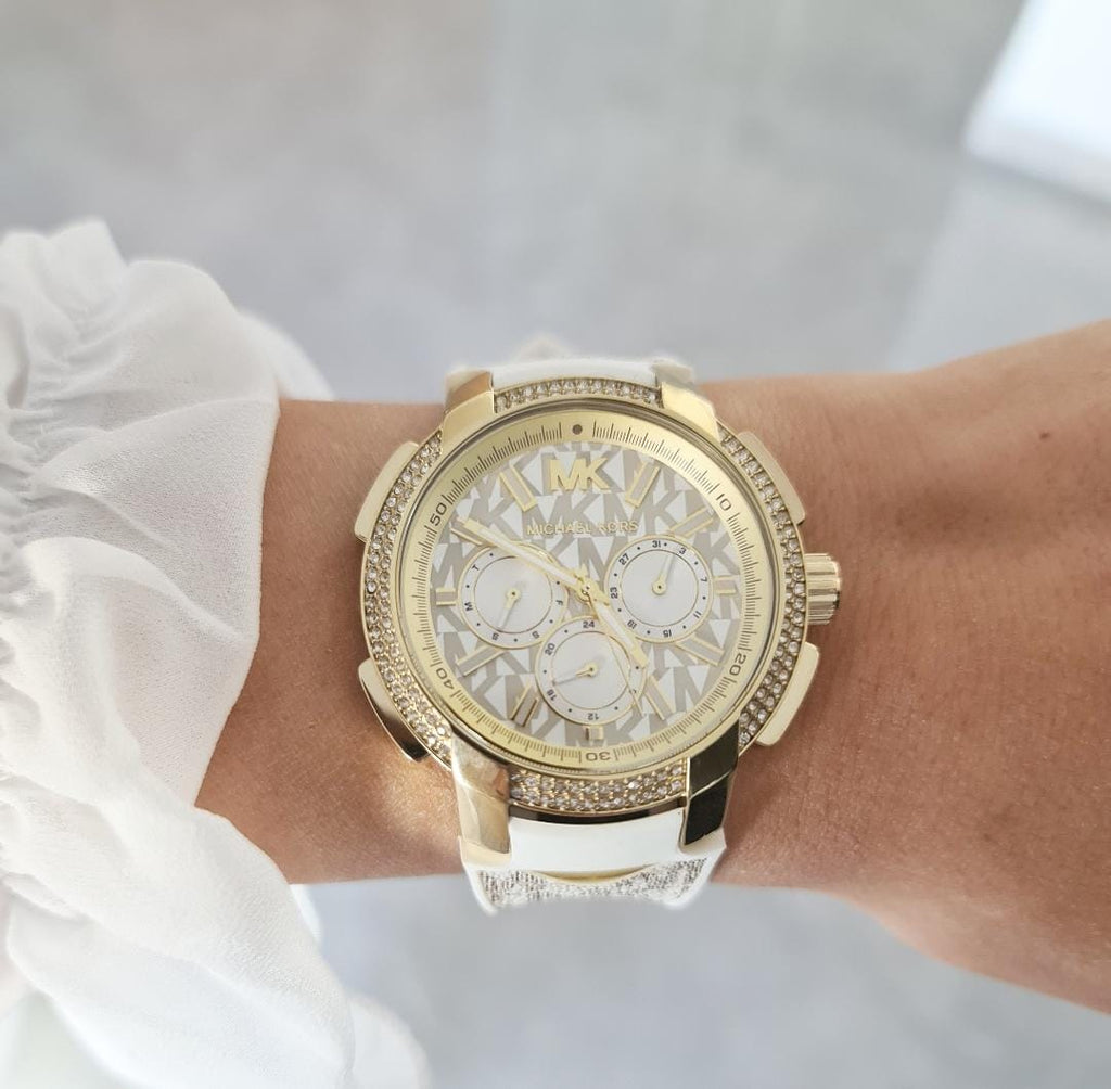 Michael Kors Sydney Quartz White Dial White Leather Strap Watch For Women - MK7221 Buy Now By Michael Kors