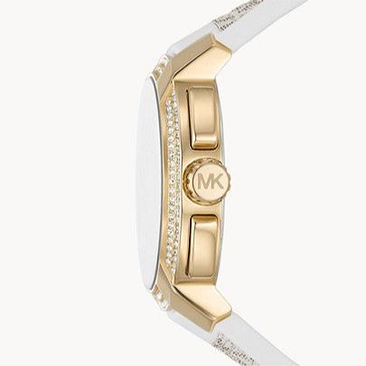 Michael Kors Jessa Multifunction Gold Dial White Leather Strap Watch For Women - MK7204 Buy Now By Michael Kors