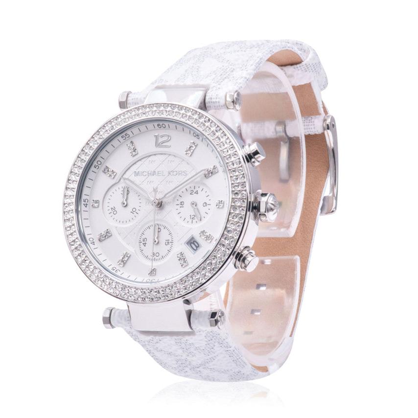 Michael Kors Parker Chronograph White Dial White Leather Strap Watch For Women - MK7226 Buy Now By Michael Kors