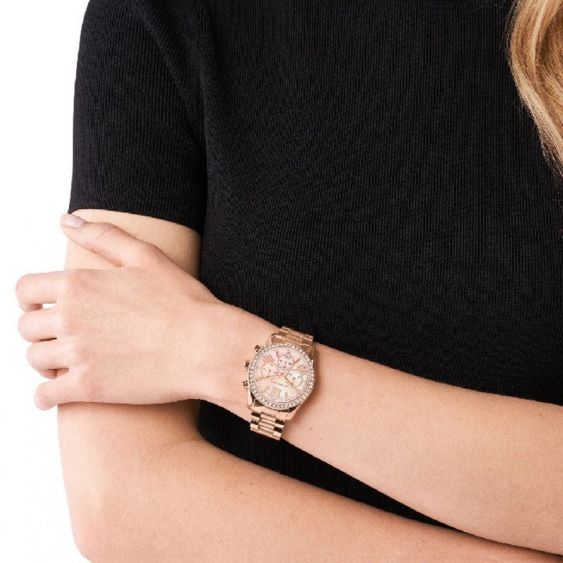 Michael Kors Lexington Chronograph Rose Gold Dial Rose Gold Steel Strap Watch for Women - MK7242 Buy Now By Michael Kors