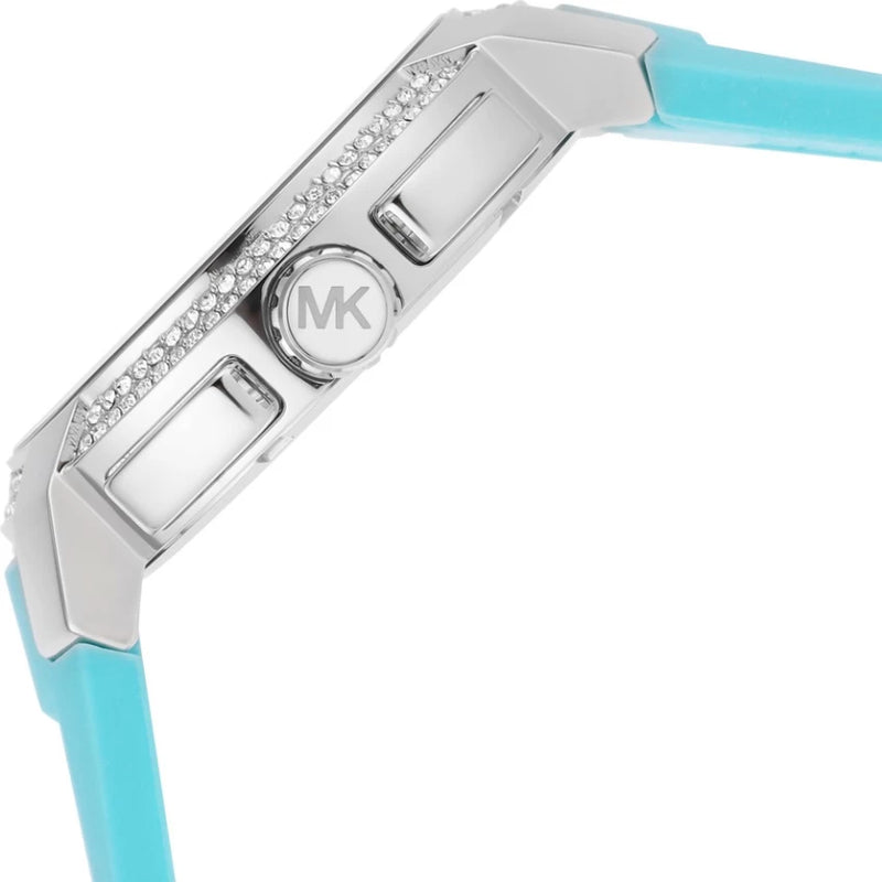 Michael Kors Sidney Multifunction Analog White Dial Turquoise Silicone Strap Watch For Women - MK7246 Buy Now By Michael Kors