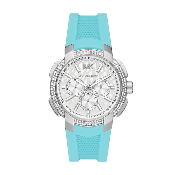 Michael Kors Sidney Multifunction Analog White Dial Turquoise Silicone Strap Watch For Women - MK7246 Buy Now By Michael Kors