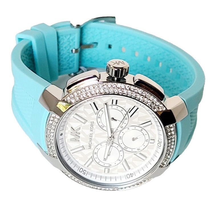 Michael Kors Sidney Multifunction Analog White Dial Turquoise Silicone Strap Watch For Women - MK7246 Buy Now By Michael Kors