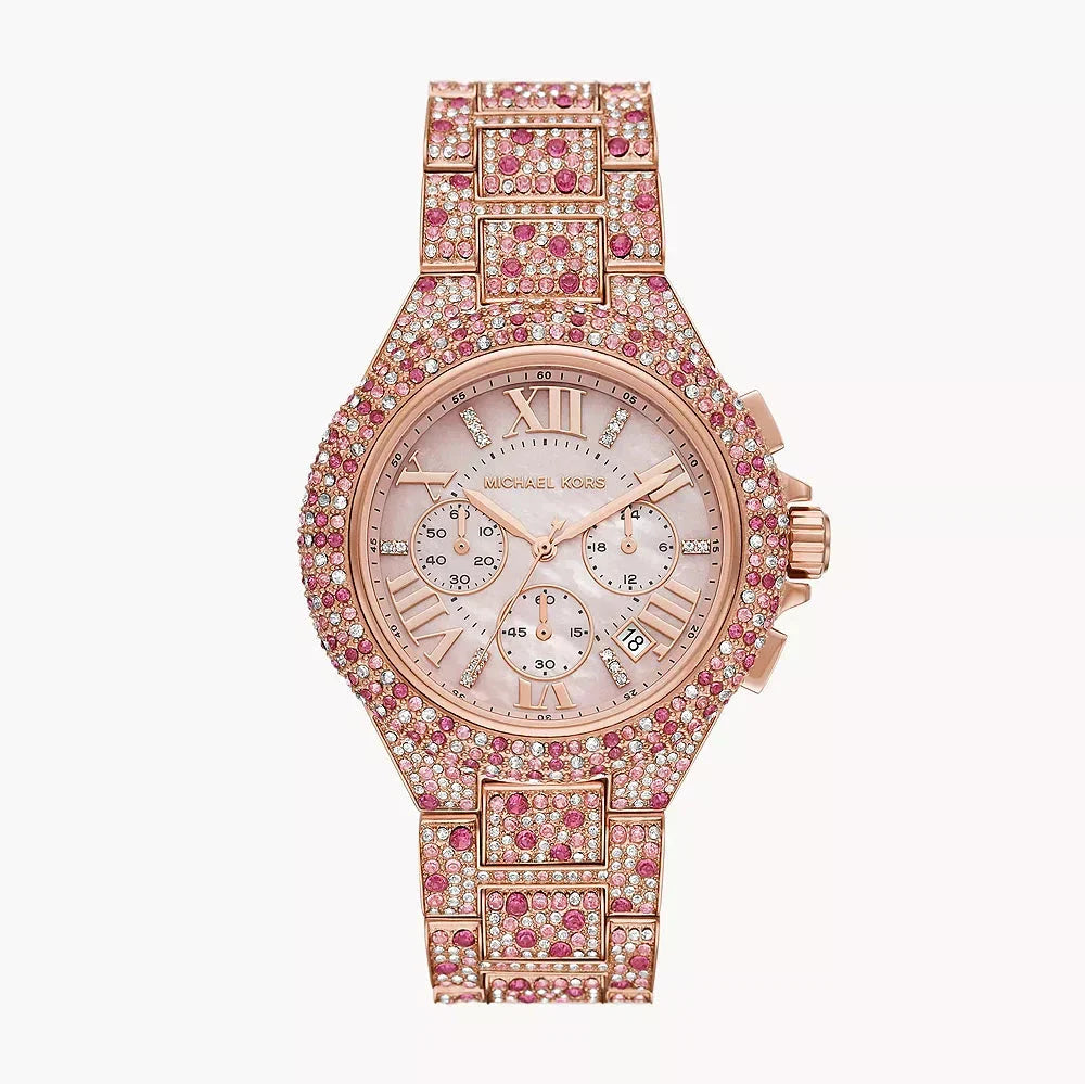 Michael Kors Camille Chronograph Mother of Pearl Dial Rose Gold Steel Strap Watch for Women - MK7272 Buy Now By Michael Kors