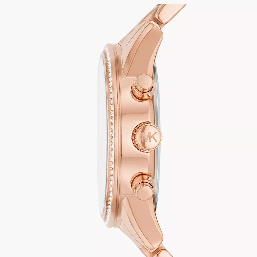 Michael Kors Parker Three-Hand Mother of Pearl White Dial Rose Gold Steel Strap Watch For Women - MK4695 Buy Now By Michael Kors