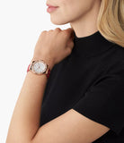 Michael Kors Lennox Three Hand Silver Dial Red Leather Strap Watch For Women - MK7308 Buy Now By Michael Kors