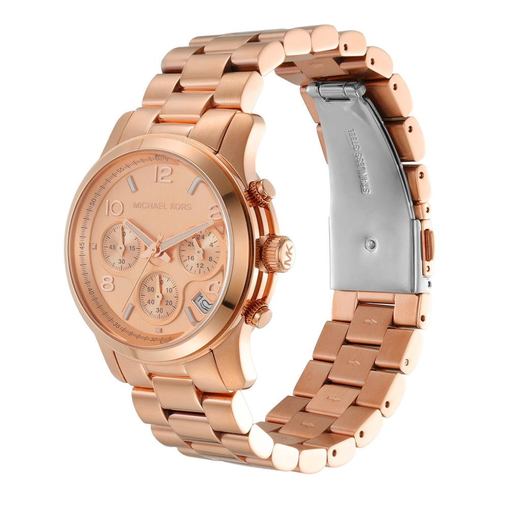 Michael Kors Runway Chronograph Rose Gold Dial Rose Gold Steel Strap Watch For Women - MK7324 Buy Now By Michael Kors