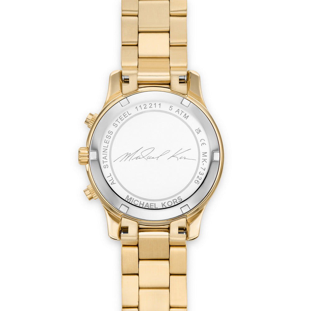 Michael Kors Runway Chronograph Gold Dial Gold Steel Strap Watch For Women - MK7326 Buy Now By Michael Kors