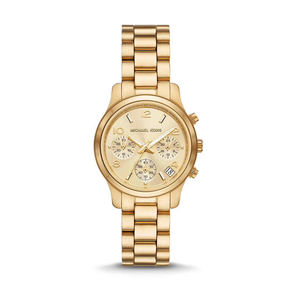 Michael Kors Runway Chronograph Gold Dial Gold Steel Strap Watch For Women - MK7326 Buy Now By Michael Kors