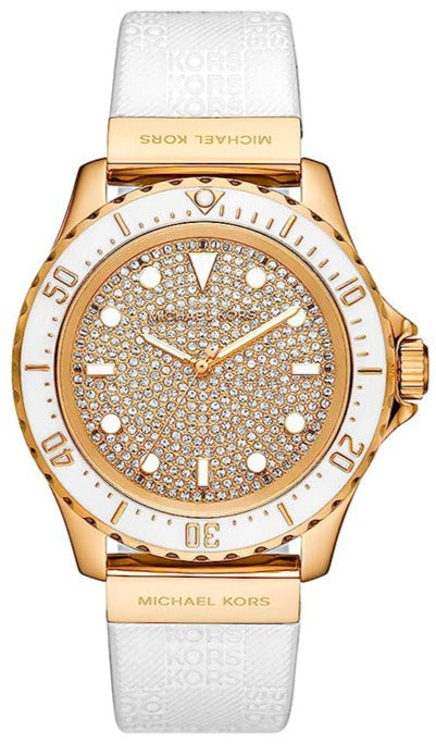 Michael Kors Everest Analog Gold Dial White Silicone Strap Watch For Women - MK7357 Buy Now By Michael Kors
