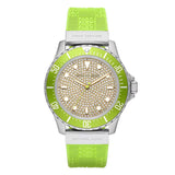 Michael Kors Everest Three Hand Crystals Silver Dial Green Silicone Strap Watch For Women - MK7360 Buy Now By Michael Kors