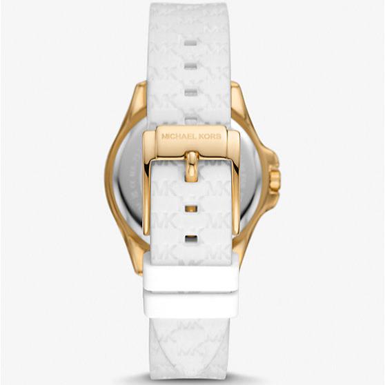 Michael Kors Mini Pilot Quartz Silver Dial White Silicone Strap Watch For Women - MK7372 Buy Now By Michael Kors