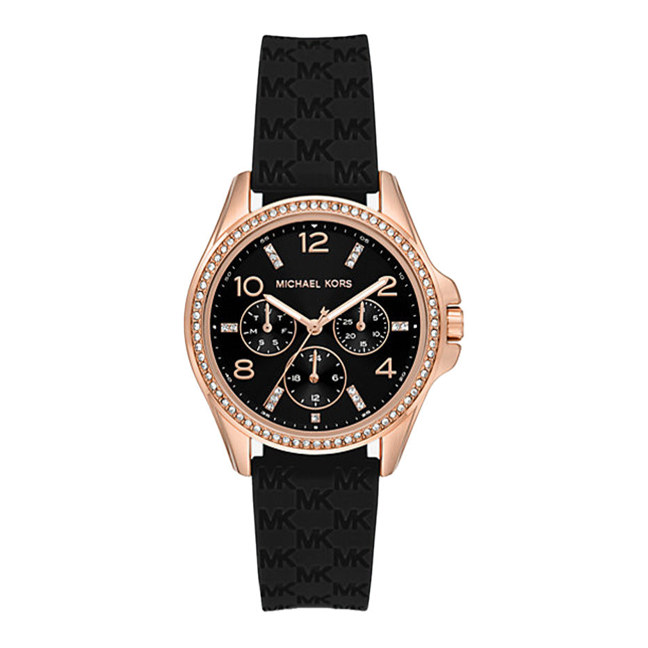 Michael Kors Mini Pilot Black Dial Black Silicone Strap Watch For Women - MK7373 Buy Now By Michael Kors