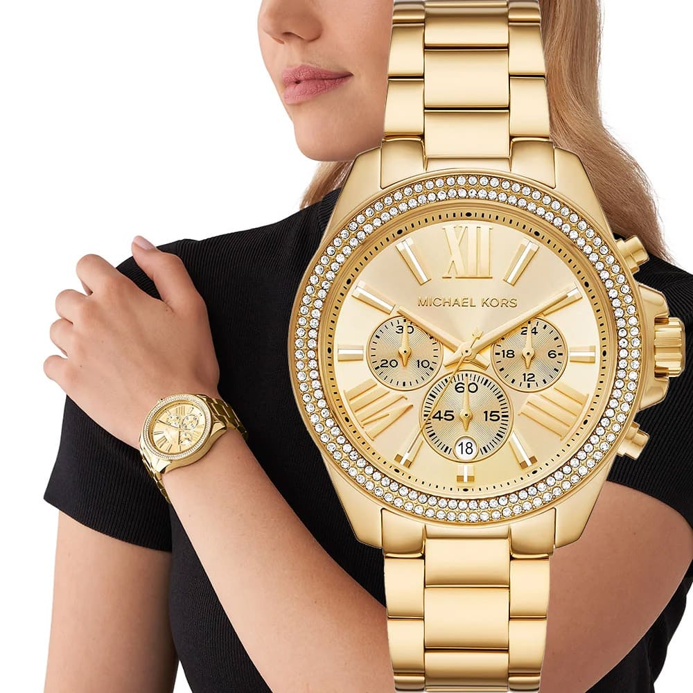 Michael Kors Wren Chronograph Gold Dial Gold Steel Strap Watch for Women - MK7428 Buy Now By Michael Kors