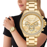 Michael Kors Wren Chronograph Gold Dial Gold Steel Strap Watch for Women - MK7428 Buy Now By Michael Kors