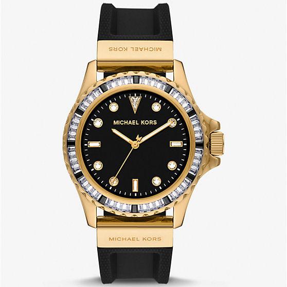 Michael Kors Everest Three-Hand Crystals Black Dial Black Rubber Strap Watch for Women - MK7440 Buy Now By Michael Kors